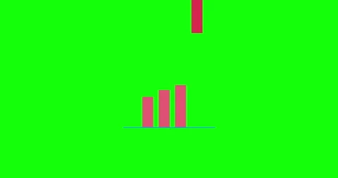Hand puts the last column of a growing graph. Green screen background Stock Footage 328142663