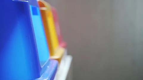 Hand putting bottle to recycle bin Stock Footage 118238785