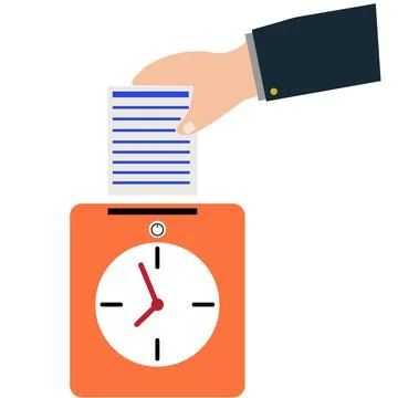 Hand putting card in time clock icon. Hand putting card in time clock Stock-Illustration