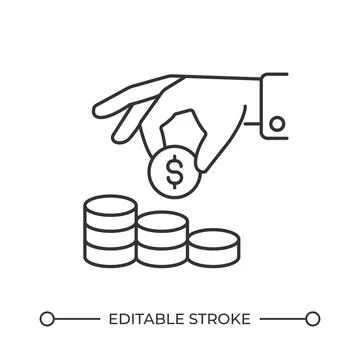 Hand putting coin on stack line icon イラスト素材