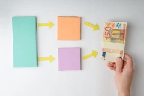 Hand putting a missing item in a flow chart Stockfoto's