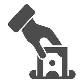 Hand putting money solid icon. Deposit vector illustration isolated on white イラスト素材