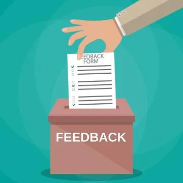 Hand putting paper in feedback box Stock Illustration