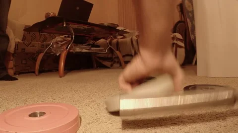 Hand Putting on Regular Pancakes on Barbell Close-Up Stock Footage 62473017