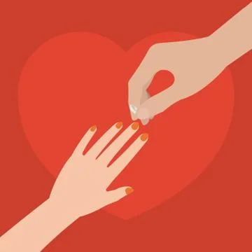 Hand putting ring on hand Stock Illustration