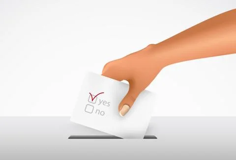 Hand putting a voting ballot Stock Illustration