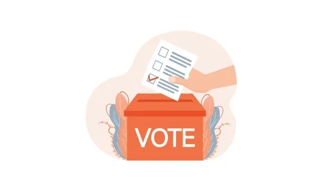 Hand putting voting ballot in vote box on white and green screen Stock Footage 319025207