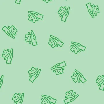Hand puzzle jigsaw line vector seamless pattern Stock Illustration
