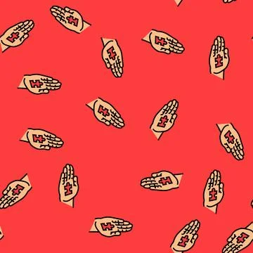 Hand puzzle jigsaw vector seamless pattern Stock Illustration