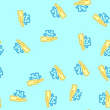 Hand puzzle jigsaw vector seamless pattern Stock Illustration