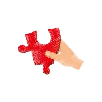 Hand with puzzle piece Stockillustratie