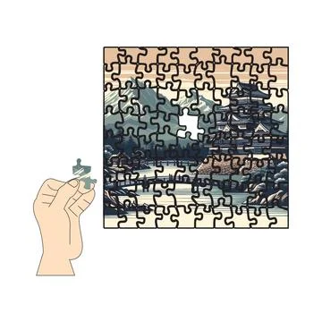 Hand puzzle piece Stock Illustration