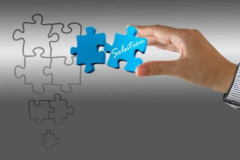 Hand puzzles and solution as concept Illustrazione stock