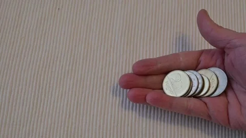 Hand Quickly Grabbing Hungarian Forint Coins, Urgent Financial Concept Stock Footage 336898026