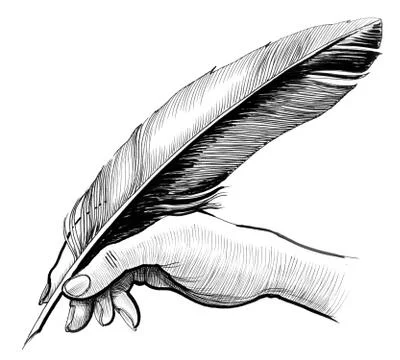 Hand with quill Stock Illustration