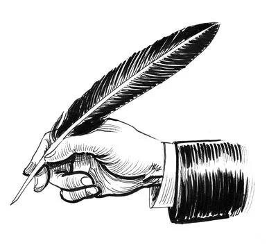 Hand with quill Stock Illustration
