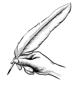 Hand with quill Stock Illustration
