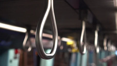 Hand rail inside train compartment, hand... | Stock Video | Pond5