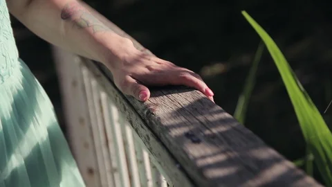 Hand on the railing Stock Footage 129832892