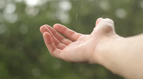 Hand In Rain On Background Of Trees Stock-Footage 47980981