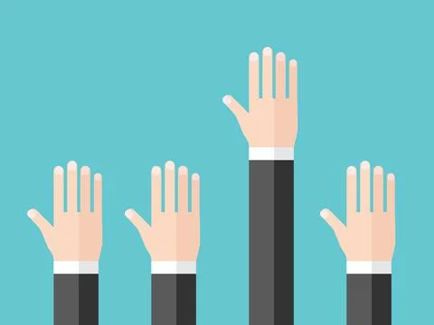 Hand raised, answer, question Stock Illustration