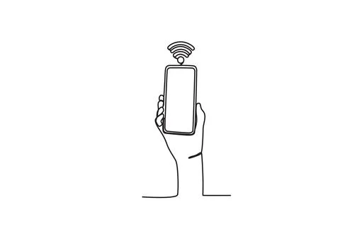 A hand raised the cellphone with the Internet network Stock Illustration