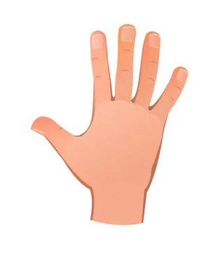 Hand raised up with five finger. Object isolated on white background. Funny c Stock Illustration