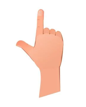 Hand raised up with one finger. Object isolated on white background. Funny ca Stock Illustration