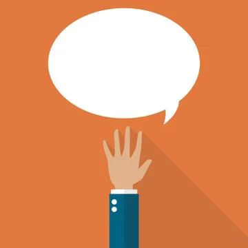 Hand raised with speech bubble Stock Illustration