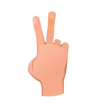 Hand raised up with two finger. Object isolated on white background. Funny ca Stock Illustration
