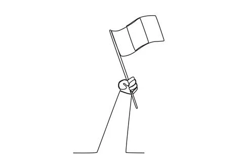 A hand raises the flag at the Peruvian Day event Stock Illustration