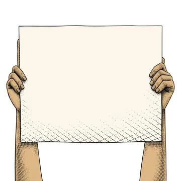 Hand Raises a Sign Colored Stock Illustration