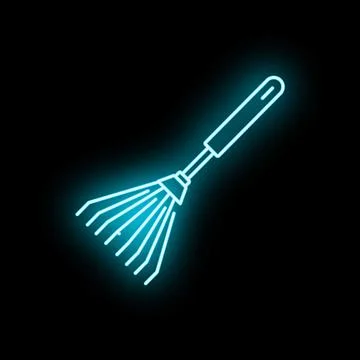 Hand rake garden tool neon glow icon Stock Illustration
