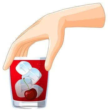 Hand Reaching for Cherry Cocktail Stock Illustration