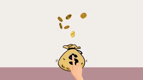 Hand Reaching For Money Bag With Falling Coins Stock Footage 280151106