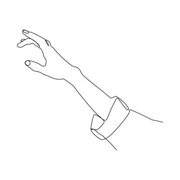 Hand reaching out gesture. Single continuous line hand gesture graphic icon.  Stock Illustration