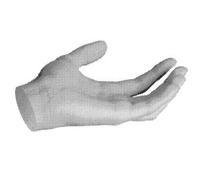 Hand reaching out, palm gesture. Halftone style vector isolated on white イラスト素材