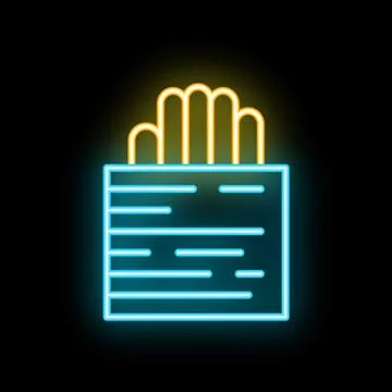 Hand reaching out from tablet screen neon sign on black background Stock Illustration