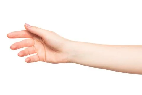 Hand reaching out towards something with an open palm and relaxed fingers in a Stock Photos