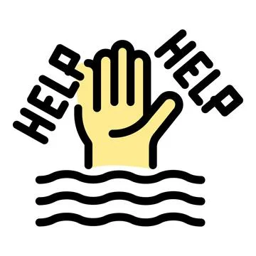 Hand reaching out of water asking for help icon Stock Illustration