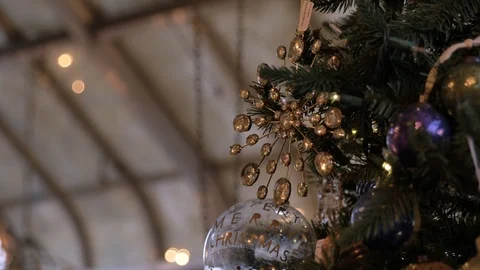 Hand reaching for pretty Christmas tree ornament 動画素材 121075174