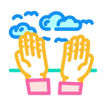 Hand reaching sky progress color icon vector illustration Illustrazione stock