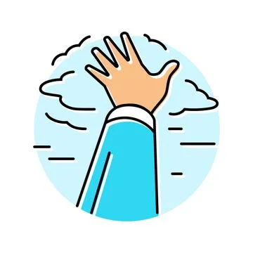 Hand reaching sky progress color icon vector illustration Stock Illustration