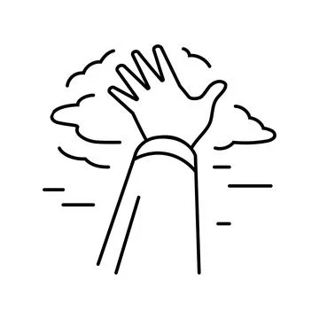 Hand reaching sky progress line icon vector illustration Illustrazione stock