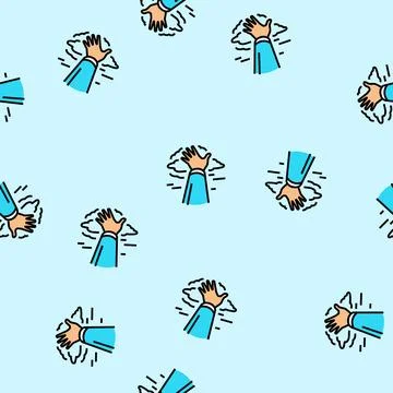 Hand reaching sky progress vector seamless pattern Stock Illustration