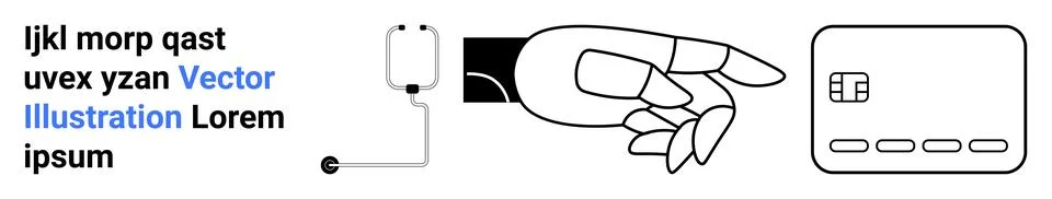 Hand Reaching Towards a Chip Card with Text Elements on the Side 库存插图