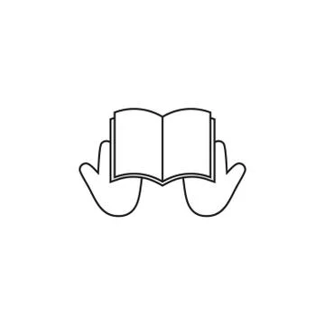 Hand reading book study thin line symbol vector Stock Illustration