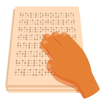 Hand reading braille book, learning and accessibility for blind people Stock Illustration