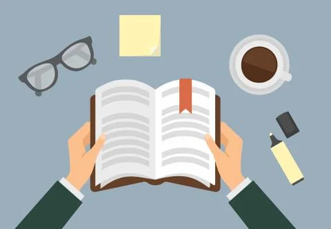 Hand reading man. The view from the top Stock Illustration