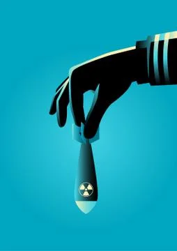 Hand ready to drops an atomic or nuclear bomb Stock Illustration